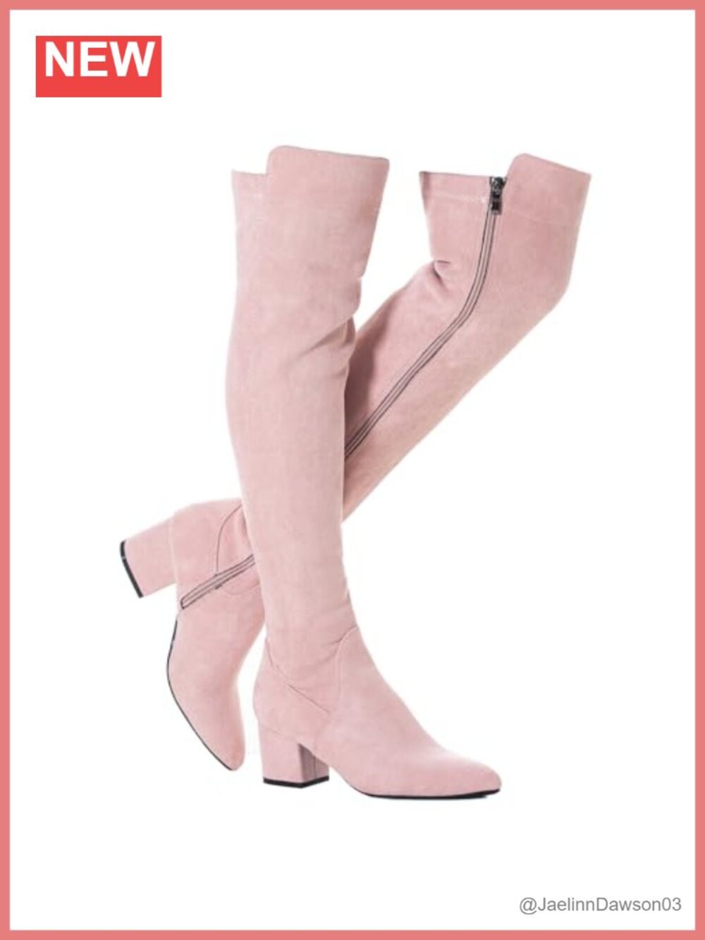 Faux Suede Over the Knee Boots Block Heel Side Zip Comfort Winter Long